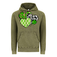 Vintage Olive St. Patrick's Day cowhide hearts Vintage Hoodie - OliviaCreatesArt