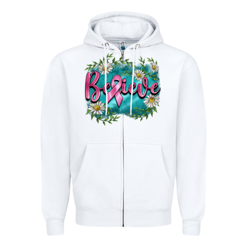 Breast Cancer Believe Zipper Hoodie by BarkalooDesign | Teevron