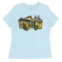 Baby Blue Army coffee cups 4th of july Ladies Tee - HowdyJamesFarm