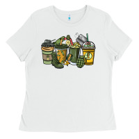 White Army coffee cups 4th of july Ladies Tee - HowdyJamesFarm