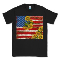 Black American flag sunflowers with leopard Classic Tee - TumblerDesignByShophia