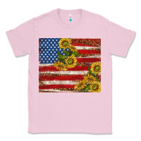 Bubblegum Pink American flag sunflowers with leopard Classic Tee - TumblerDesignByShophia