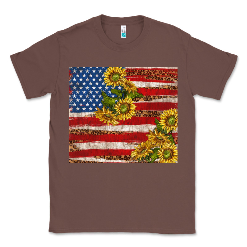 American Flag Sunflowers With Leopard Classic Tee by TumblerDesignByShophia | Teevron