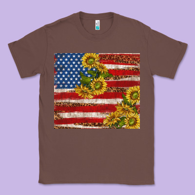 American Flag Sunflowers With Leopard Classic Tee Designed By Tumblerdesignbyshophia