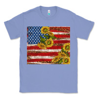 Colony Blue American flag sunflowers with leopard Classic Tee - TumblerDesignByShophia