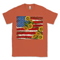 Copper American flag sunflowers with leopard Classic Tee - TumblerDesignByShophia