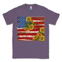 Lavender American flag sunflowers with leopard Classic Tee - TumblerDesignByShophia