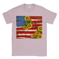 Lilac American flag sunflowers with leopard Classic Tee - TumblerDesignByShophia