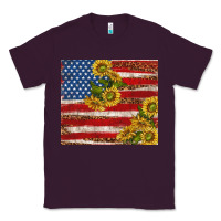Plum American flag sunflowers with leopard Classic Tee - TumblerDesignByShophia