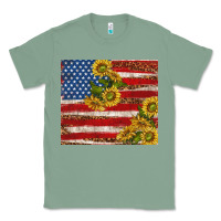 Sage American flag sunflowers with leopard Classic Tee - TumblerDesignByShophia