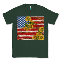 Sports Green American flag sunflowers with leopard Classic Tee - TumblerDesignByShophia