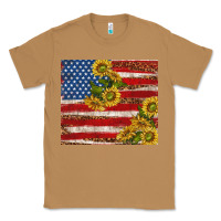 Toasted Coconut American flag sunflowers with leopard Classic Tee - TumblerDesignByShophia