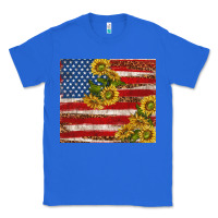 True Royal American flag sunflowers with leopard Classic Tee - TumblerDesignByShophia