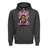 Charcoal Heather breast cancer warrior black woman Zipper Hoodie - BarkalooDesign