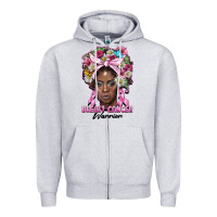 Heather Grey breast cancer warrior black woman Zipper Hoodie - BarkalooDesign