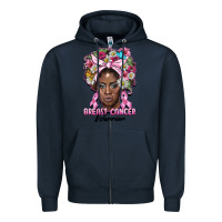 Navy breast cancer warrior black woman Zipper Hoodie - BarkalooDesign