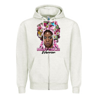 Oatmeal Heather breast cancer warrior black woman Zipper Hoodie - BarkalooDesign