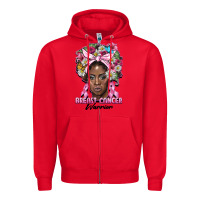 Red breast cancer warrior black woman Zipper Hoodie - BarkalooDesign