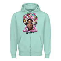 Breast Cancer Warrior Black Woman Zipper Hoodie | Teevron