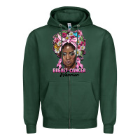 Sports Green breast cancer warrior black woman Zipper Hoodie - BarkalooDesign