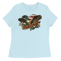 Baby Blue Freedom America Eagle 4th of july Ladies Tee - HowdyJamesFarm