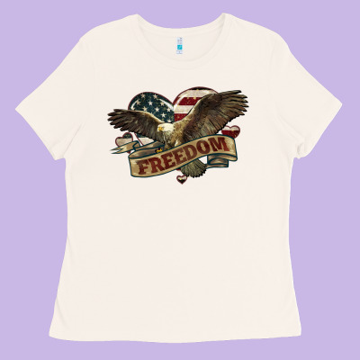 Freedom America Eagle 4th Of July Ladies Tee Designed By Howdyjamesfarm