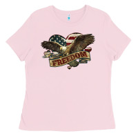 Bubblegum Pink Freedom America Eagle 4th of july Ladies Tee - HowdyJamesFarm