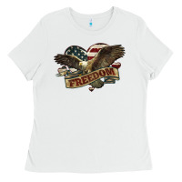 White Freedom America Eagle 4th of july Ladies Tee - HowdyJamesFarm