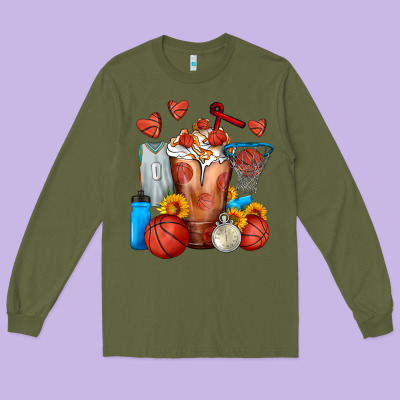 Basketball Sunflower Frappe Long Sleeve Tee Designed By Fadigitalartstudio