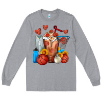 Heather Grey Basketball Sunflower Frappe Long Sleeve Tee - FaDigitalArtStudio