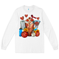 White Basketball Sunflower Frappe Long Sleeve Tee - FaDigitalArtStudio