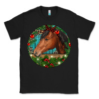 Black Western Horse Christmas Classic Tee - RanaPortraitStore