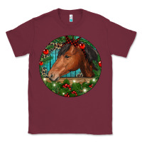 Burgundy Western Horse Christmas Classic Tee - RanaPortraitStore