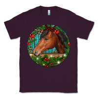 Plum Western Horse Christmas Classic Tee - RanaPortraitStore
