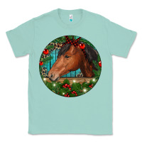 Seafoam Western Horse Christmas Classic Tee - RanaPortraitStore