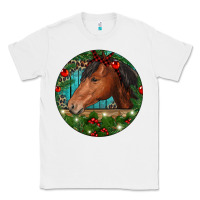 White Western Horse Christmas Classic Tee - RanaPortraitStore