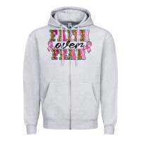 Heather Grey faıth over fear Zipper Hoodie - BarkalooDesign