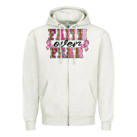 Oatmeal Heather faıth over fear Zipper Hoodie - BarkalooDesign