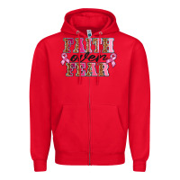 Red faıth over fear Zipper Hoodie - BarkalooDesign