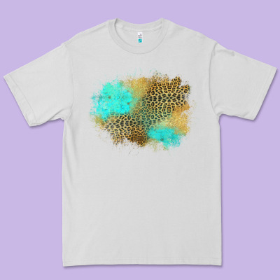 Turquoise Leopard Patch Premium Tee Designed By Jasminsmagicworld