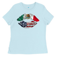 Baby Blue mexico usa lips Ladies Tee - TumblerDesignByShophia