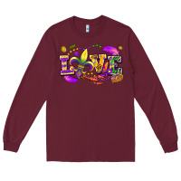 Burgundy Love Mardi Gras Long Sleeve Tee - FaDigitalArtStudio