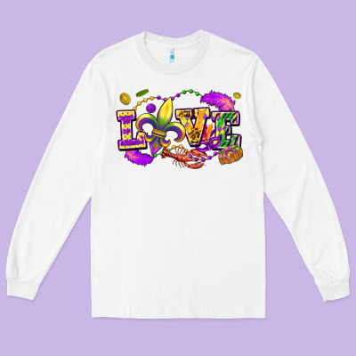 Love Mardi Gras Long Sleeve Tee Designed By Fadigitalartstudio