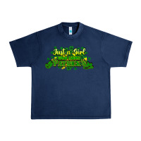 Navy Just a girl who loves St. Patrick's Day Urban Heavy Tee - HowdyJamesFarm
