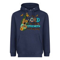 Navy the lord is my strength and my song guitar with su Heavyweight Hoodie - AdoDesignShop
