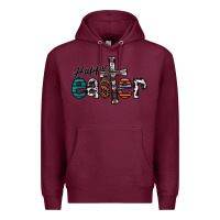 Burgundy Happy Easter Premium Hoodie - CowhideDigitalArt