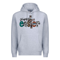 Heather Grey Happy Easter Premium Hoodie - CowhideDigitalArt