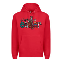 Red Happy Easter Premium Hoodie - CowhideDigitalArt