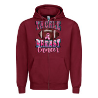 Burgundy tackle breast cancer Zipper Hoodie - BarkalooDesign