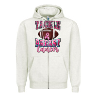 Oatmeal Heather tackle breast cancer Zipper Hoodie - BarkalooDesign